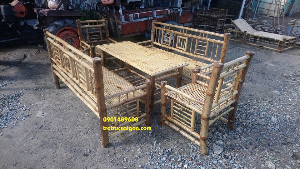 bộ bàn ghế dùng tre gai