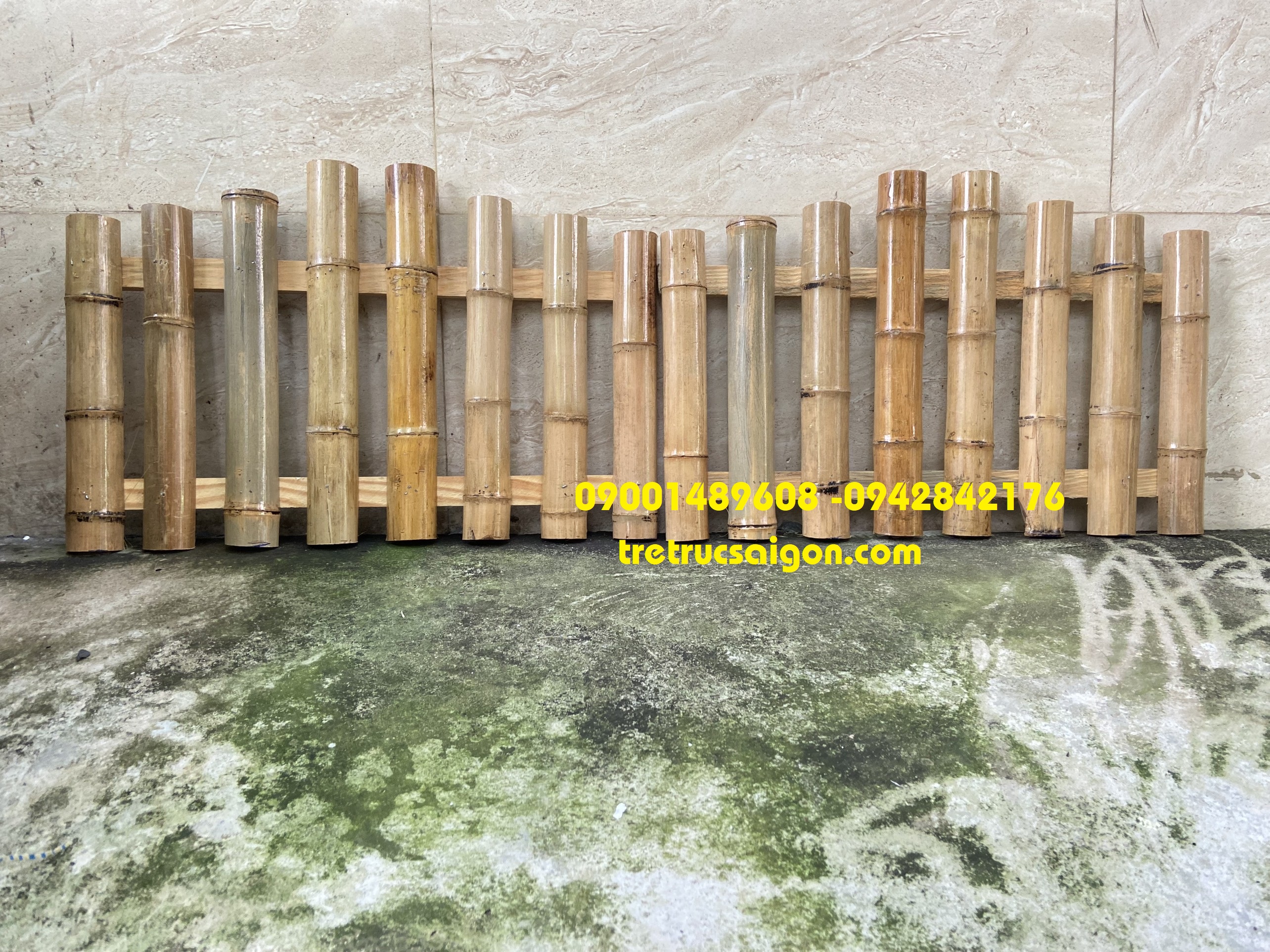 hàng rào tre bồn hoa