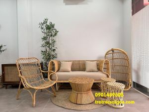 Bộ ghế mây tre kết hợp nệm