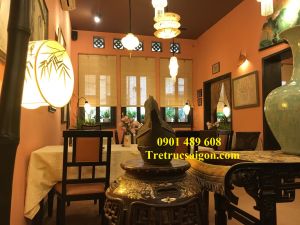 Trang trí trong nhà bằng mành tăm tre