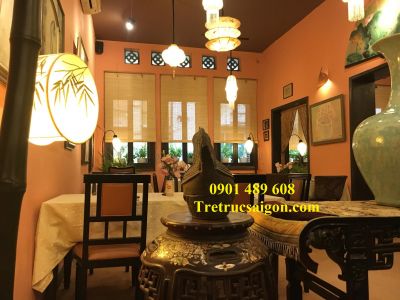 Trang trí trong nhà bằng mành tăm tre