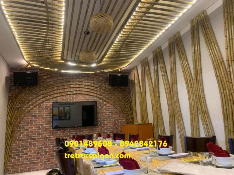 Công trình - ốp tre trúc nhà hàng hải sản bình dương